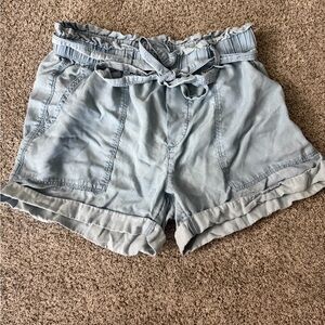 Aerie High Waist Light Blue Ruffle Shorts